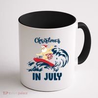 Santa Surfing Christmas In July Coffee Mug thumb 1