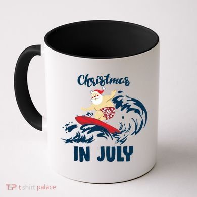 Santa Surfing Christmas In July Coffee Mug