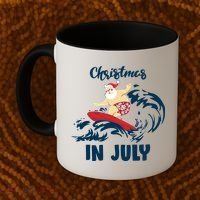 Santa Surfing Christmas In July Coffee Mug thumb 2