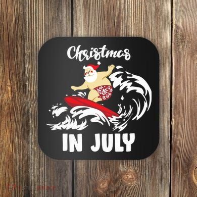 Santa Surfing Christmas In July Coaster