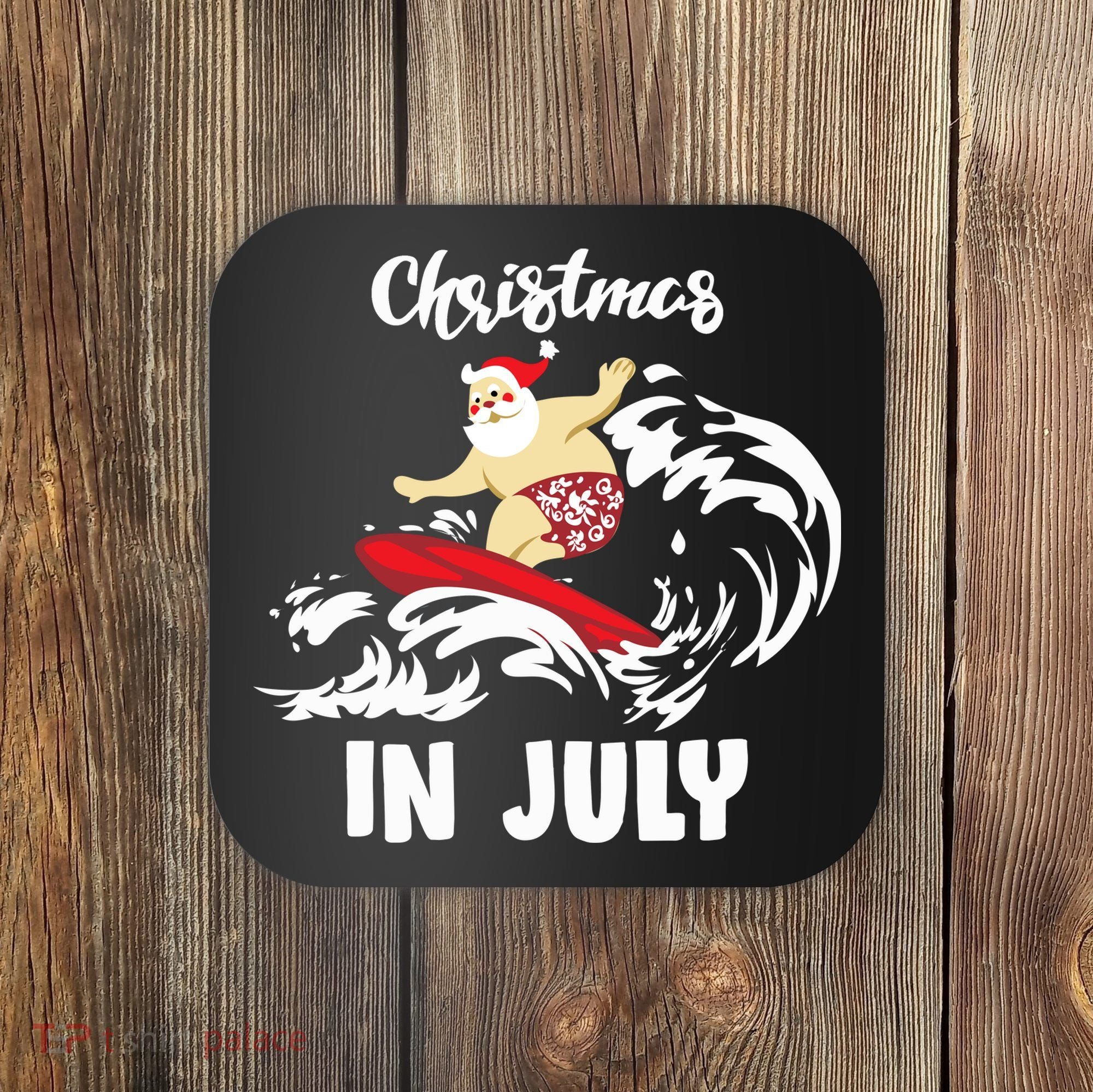 Santa Surfing Christmas In July Coaster
