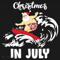 Santa Surfing Christmas In July Pajama Set thumb 2