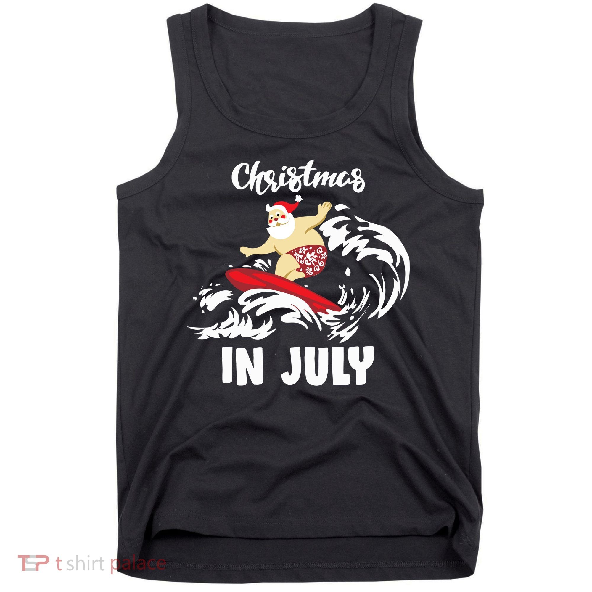 Santa Surfing Christmas In July Tank Top