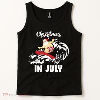 Santa Surfing Christmas In July Tank Top thumb 2
