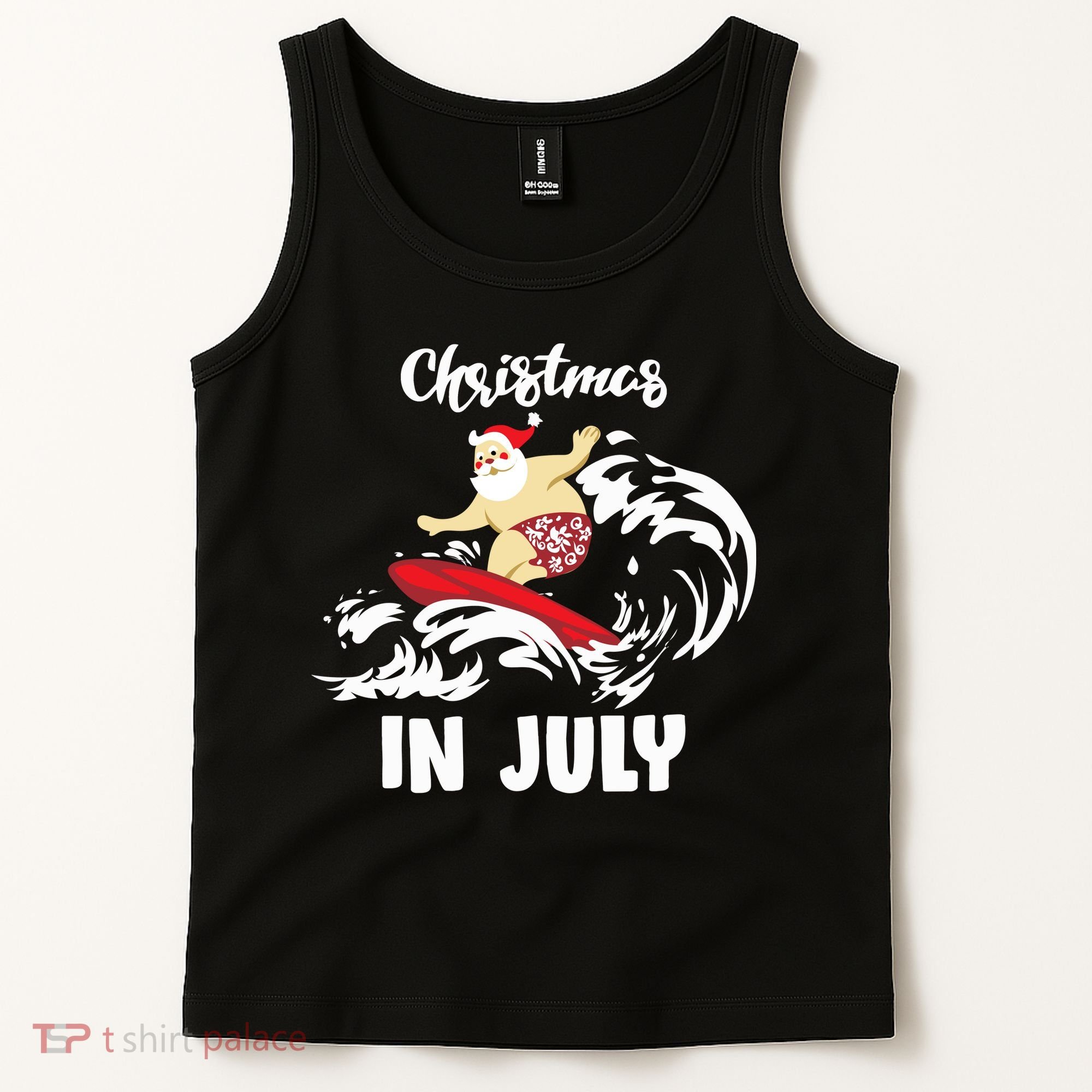 Santa Surfing Christmas In July Tank Top