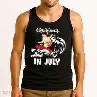 Santa Surfing Christmas In July Tank Top thumb 3