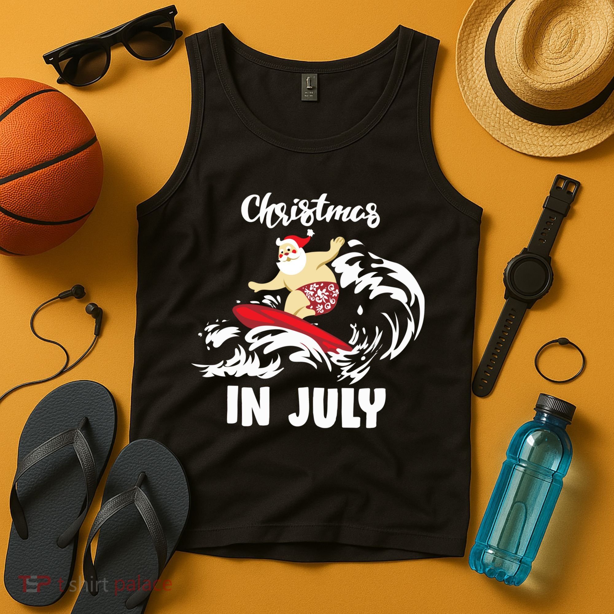 Santa Surfing Christmas In July Tank Top