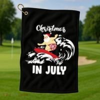 Santa Surfing Christmas In July Golf Towel thumb 1