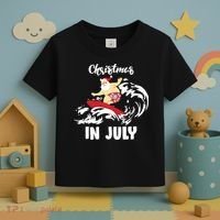 Santa Surfing Christmas In July Toddler T-Shirt thumb 3