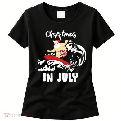 Santa Surfing Christmas In July Women's T-Shirt