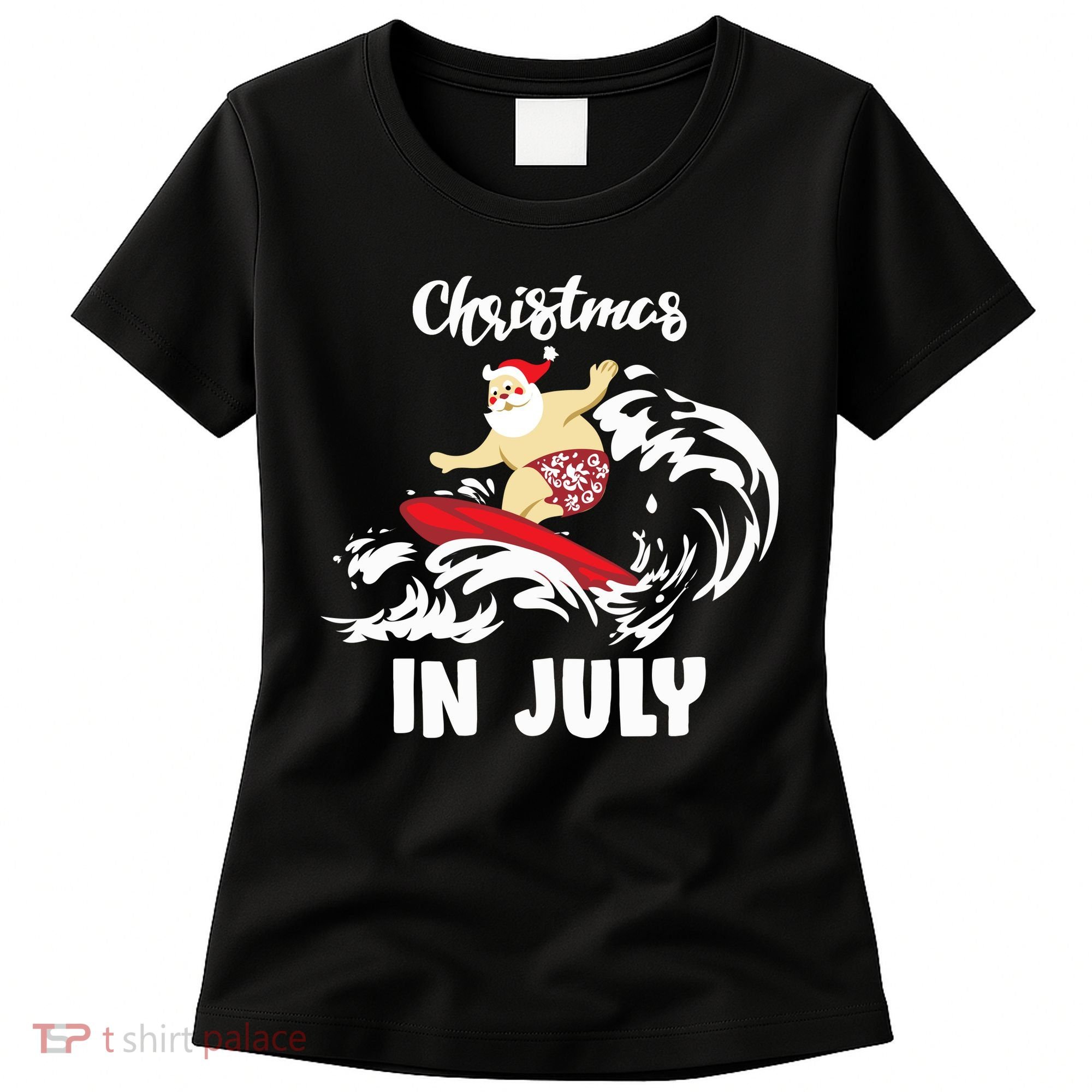 Santa Surfing Christmas In July Women's T-Shirt