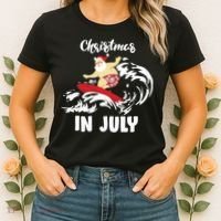 Santa Surfing Christmas In July Women's T-Shirt thumb 2