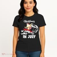 Santa Surfing Christmas In July Women's T-Shirt thumb 4