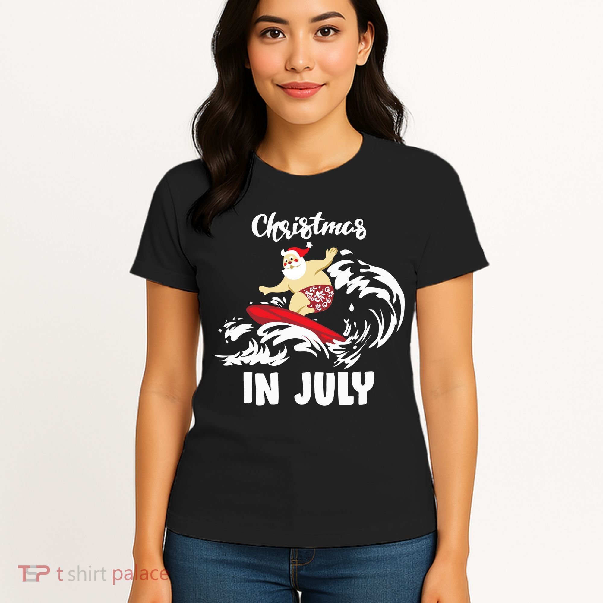 Santa Surfing Christmas In July Women's T-Shirt