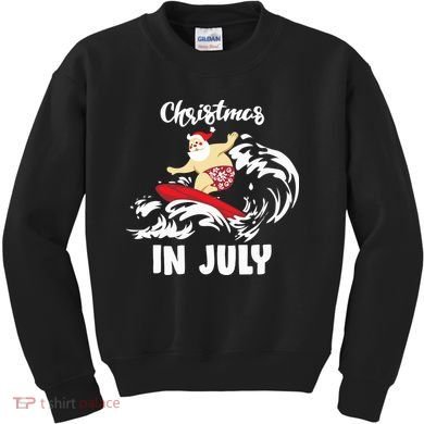 Santa Surfing Christmas In July Kids Sweatshirt