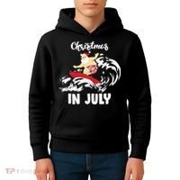 Santa Surfing Christmas In July Kids Hoodie thumb 4