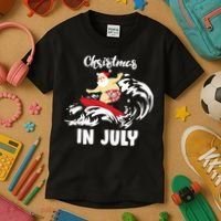 Santa Surfing Christmas In July Kids T-Shirt thumb 3