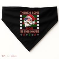 Santa There's Some Hos In This House Flag Ugly Christmas Sweater USA-Made Doggie Bandana thumb 0
