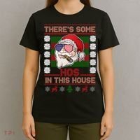 Santa There's Some Hos In This House Flag Ugly Christmas Sweater T-Shirt thumb 4