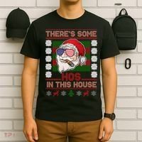 Santa There's Some Hos In This House Flag Ugly Christmas Sweater T-Shirt thumb 6