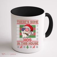 Santa There's Some Hos In This House Flag Ugly Christmas Sweater Coffee Mug thumb 1