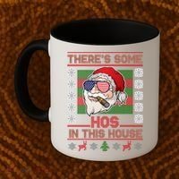 Santa There's Some Hos In This House Flag Ugly Christmas Sweater Coffee Mug thumb 2