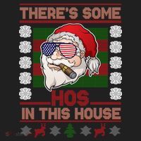 Santa There's Some Hos In This House Flag Ugly Christmas Sweater Beanie thumb 2