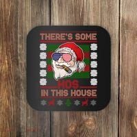Santa There's Some Hos In This House Flag Ugly Christmas Sweater Coaster thumb 0