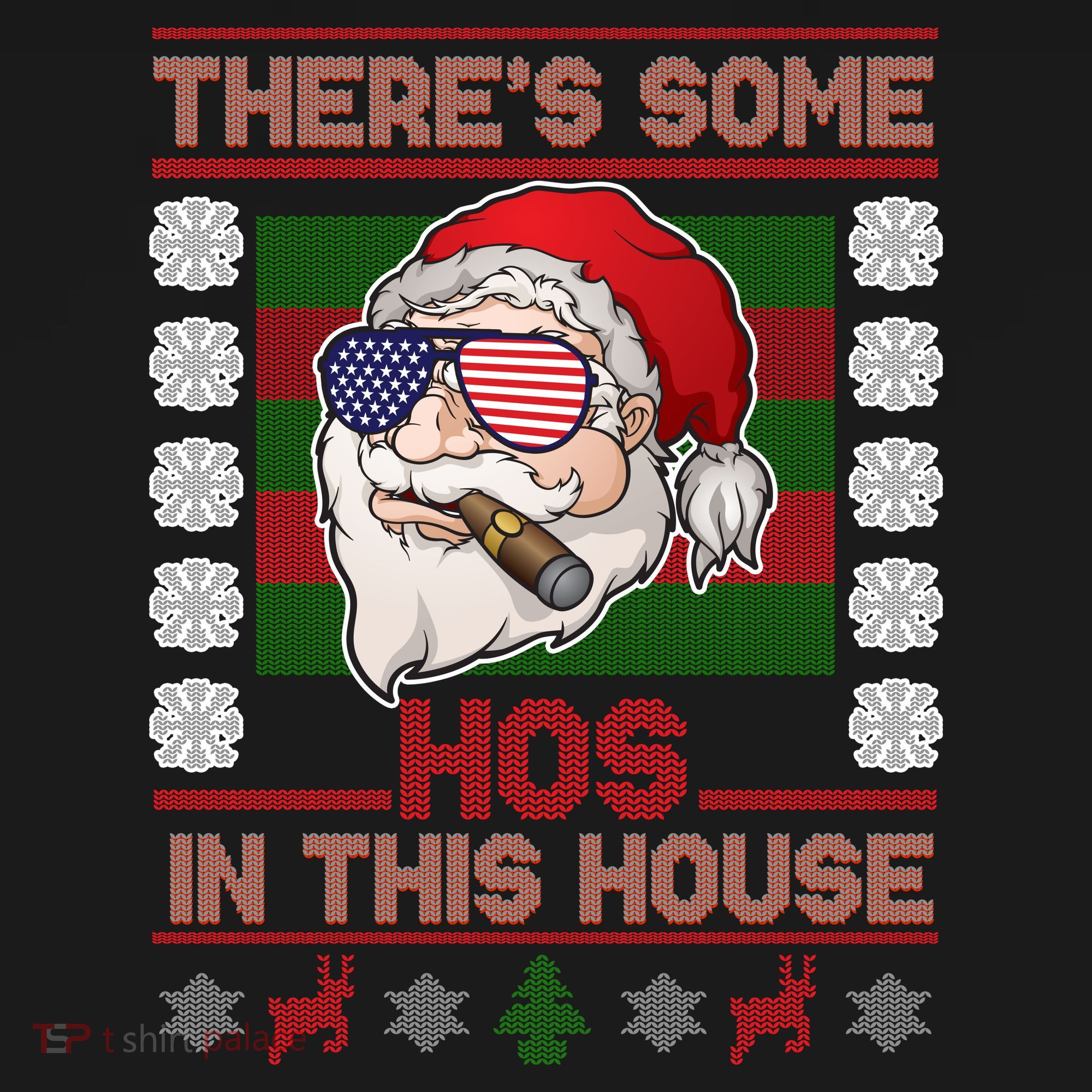 Santa There's Some Hos In This House Flag Ugly Christmas Sweater Coaster