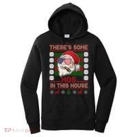Santa There's Some Hos In This House Flag Ugly Christmas Sweater Women's Hoodie thumb 0