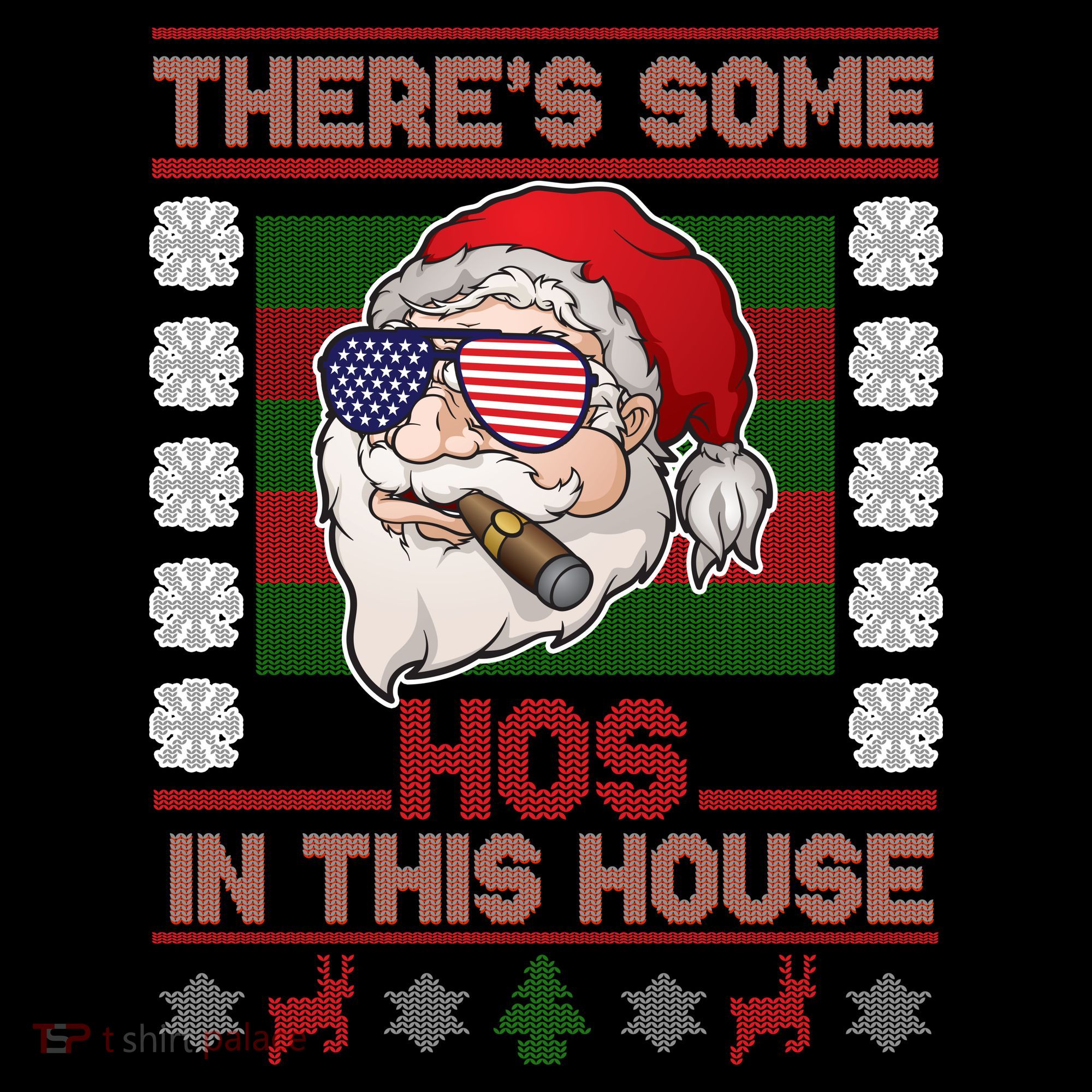 Santa There's Some Hos In This House Flag Ugly Christmas Sweater Women's Hoodie