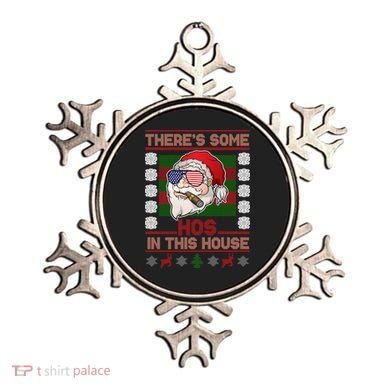Santa There's Some Hos In This House Flag Ugly Christmas Sweater Ornament