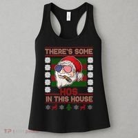 Santa There's Some Hos In This House Flag Ugly Christmas Sweater Women's Tank Top thumb 3
