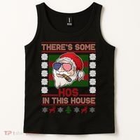 Santa There's Some Hos In This House Flag Ugly Christmas Sweater Tank Top thumb 2