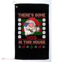 Santa There's Some Hos In This House Flag Ugly Christmas Sweater Golf Towel thumb 0