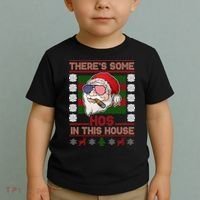 Santa There's Some Hos In This House Flag Ugly Christmas Sweater Toddler T-Shirt thumb 2