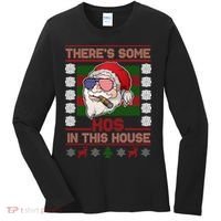Santa There's Some Hos In This House Flag Ugly Christmas Sweater Women's Long Sleeve Shirt thumb 0
