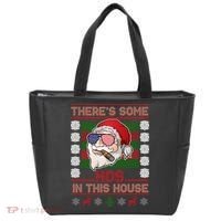 Santa There's Some Hos In This House Flag Ugly Christmas Sweater Tote Bag thumb 0