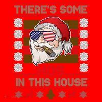 Santa There's Some Hos In This House Flag Ugly Christmas Sweater Santa Hat thumb 1