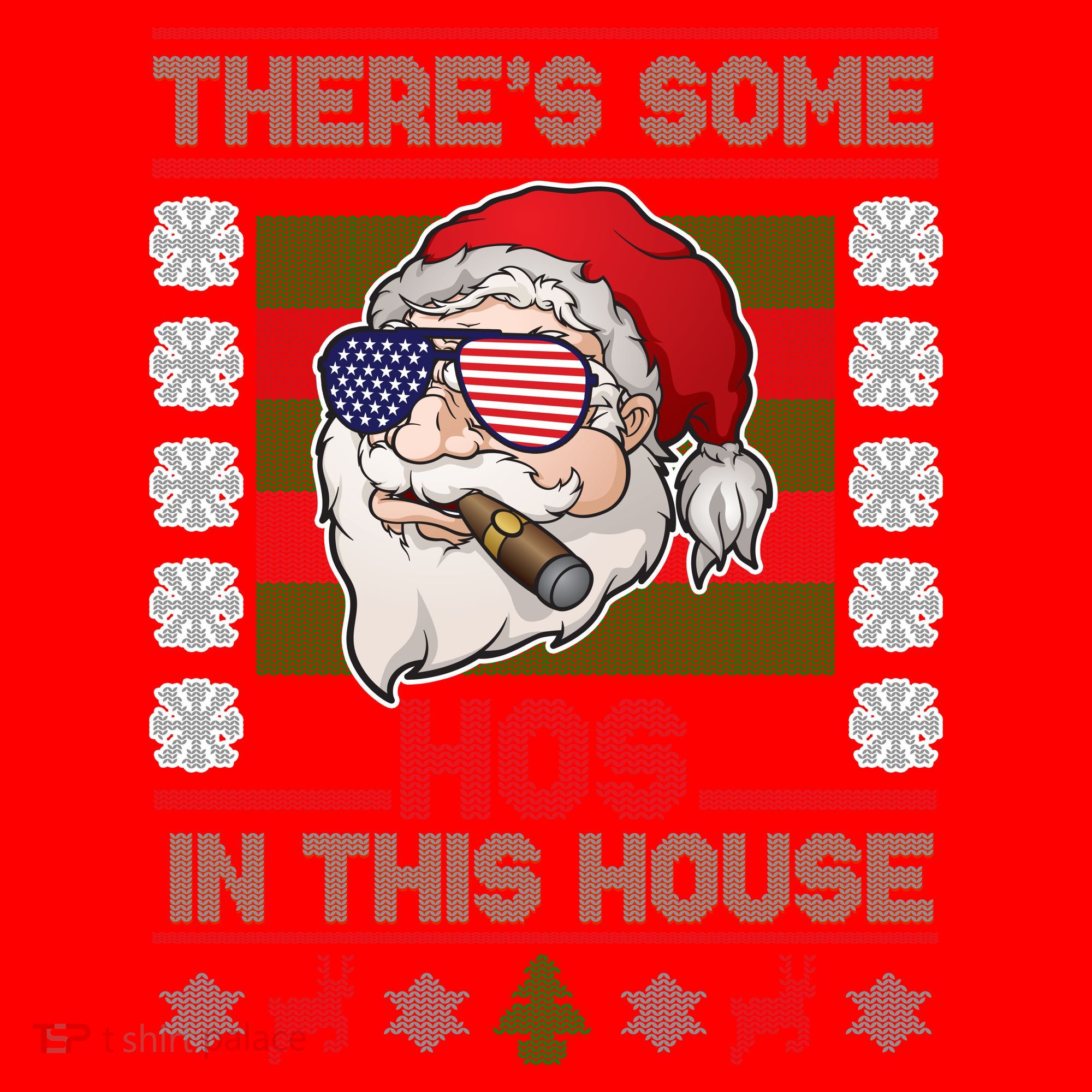 Santa There's Some Hos In This House Flag Ugly Christmas Sweater Santa Hat