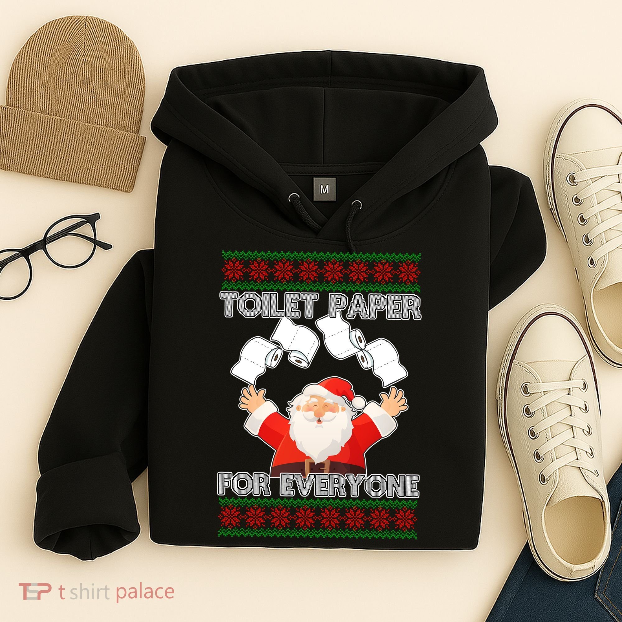 Santa Toilet Paper For Everyone Ugly Christmas Sweater Hoodie