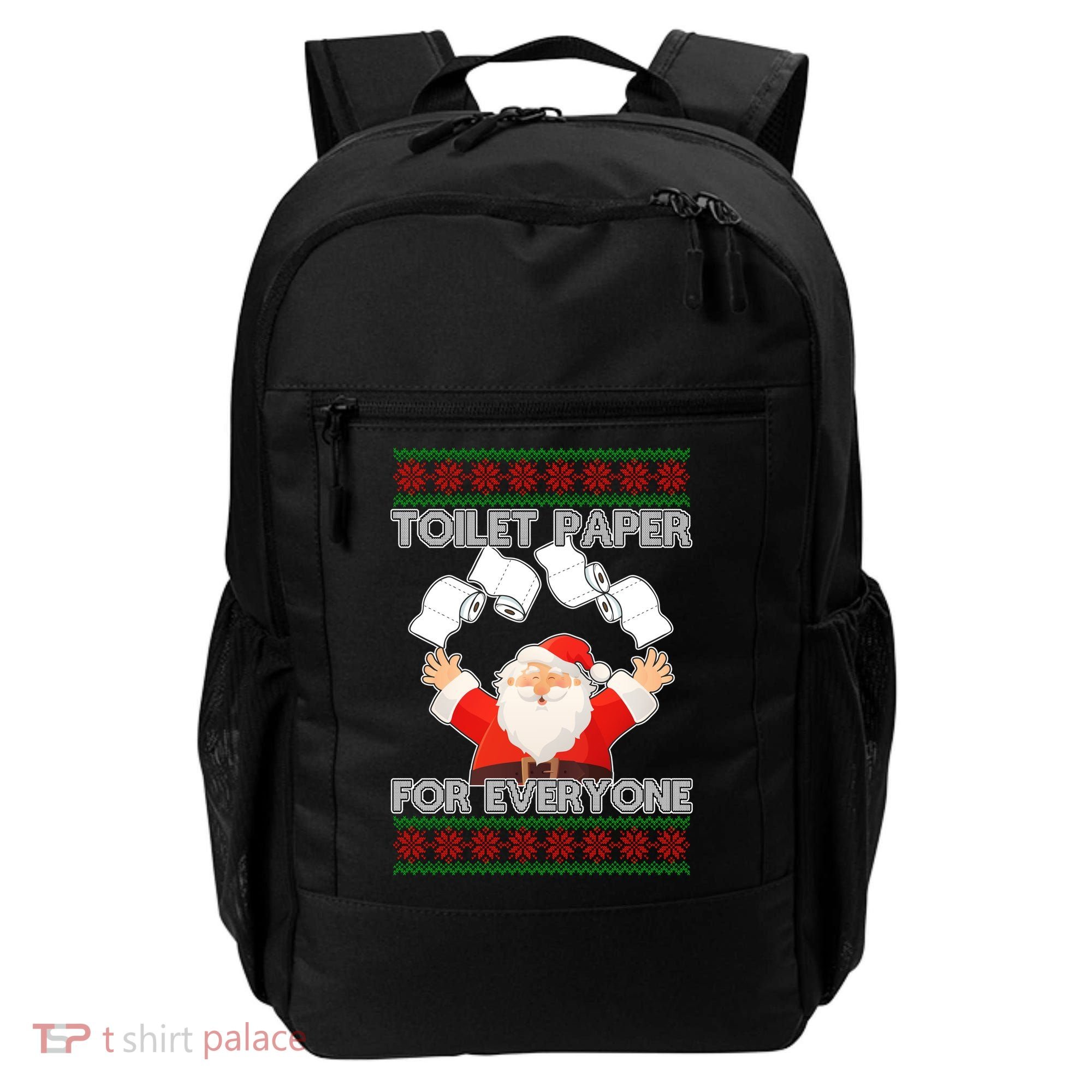 Santa Toilet Paper For Everyone Ugly Christmas Sweater Backpack