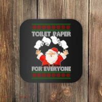 Santa Toilet Paper For Everyone Ugly Christmas Sweater Coaster thumb 0