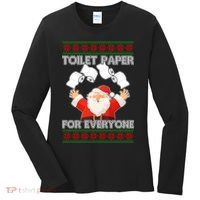 Santa Toilet Paper For Everyone Ugly Christmas Sweater Women's Long Sleeve Shirt thumb 0