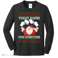 Santa Toilet Paper For Everyone Ugly Christmas Sweater Kids Long Sleeve Shirt thumb 0