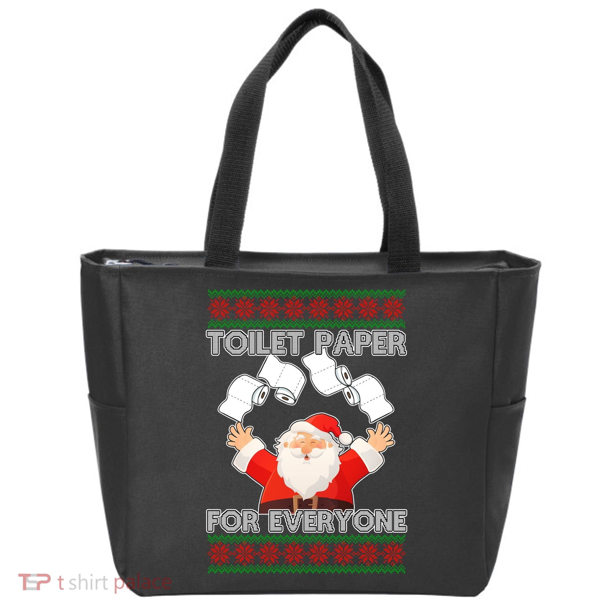 Santa Toilet Paper For Everyone Ugly Christmas Sweater Tote Bag