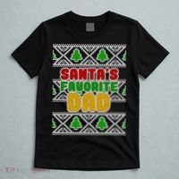 Santa's Favorite Dad Ugly Sweater T-Shirt thumb 5