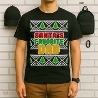 Santa's Favorite Dad Ugly Sweater T-Shirt thumb 6
