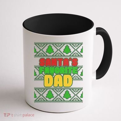 Santa's Favorite Dad Ugly Sweater Coffee Mug back