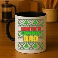 Santa's Favorite Dad Ugly Sweater Coffee Mug thumb 4